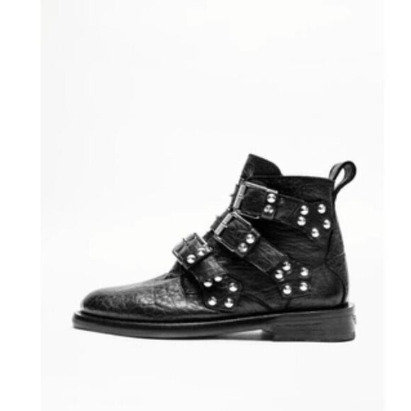 Zadig & Voltaire Laureen Bubble Spike Leather Ankle Boots Black , Sz 39, NIB! - Picture 1 of 7